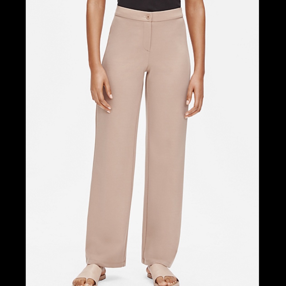 NWT Eileen Fisher Tan Flex Tencel Ponte Straight Leg Pants